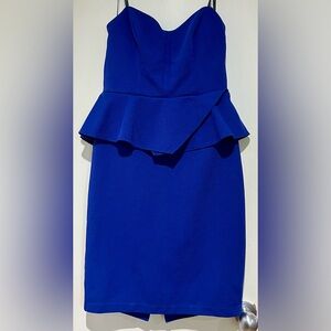 BISOU BISOU Michele Bohbot Royal Blue Peplum Strapless Dress Women’s Size: 14